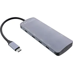 INLINE USB 3,2 Gen,2 Hub, 4x USB-C + 3x USB-A, PD 100W, Aluminium, grau
