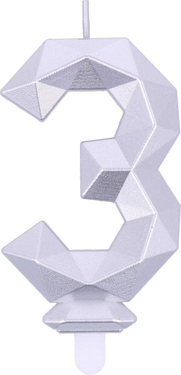 Decoratieve Kaars Zilver Diamant Vorm Nummer 3