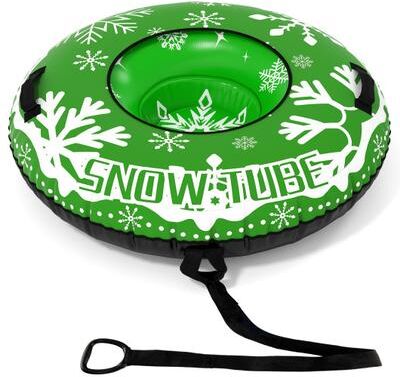 "Costway 42"" Heavy-duty Inflatable Snow Tube with Detachable Tow Strap-Green"