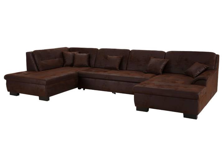 Wohnlandschaft, Dunkelbraun, 364x106 cm, Microfaser, Mit Bettfunktion, Klassisch, Home-affaire