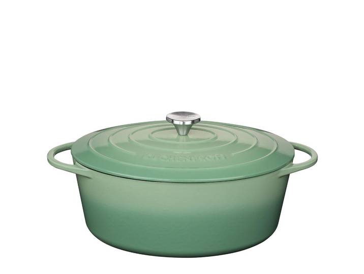 Küchenprofi Bratentopf Provence, Jadegrün, Metall, 7 L, oval, 26 cm, backofengeeignet, hitzebeständige Griffe, hitzebeständig, Kochen, Töpfe, Bräter