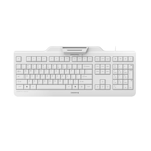 CHERRY KC 1000 SC Bedraad Veiligheidstoetsenbord met Geïntegreerde Kaartlezer, QWERTY, USB-A, Wit-Grijs