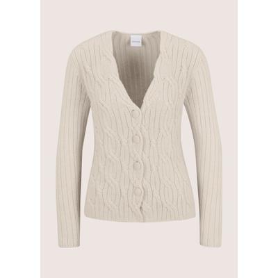 Strickjacke MADELEINE "Strickjacke Cardigan mit Zopfmuster und Knöpfen", Damen, Gr. 34, beige (perlweiß), Modern, regular fit, Strickjacken Strickjacke