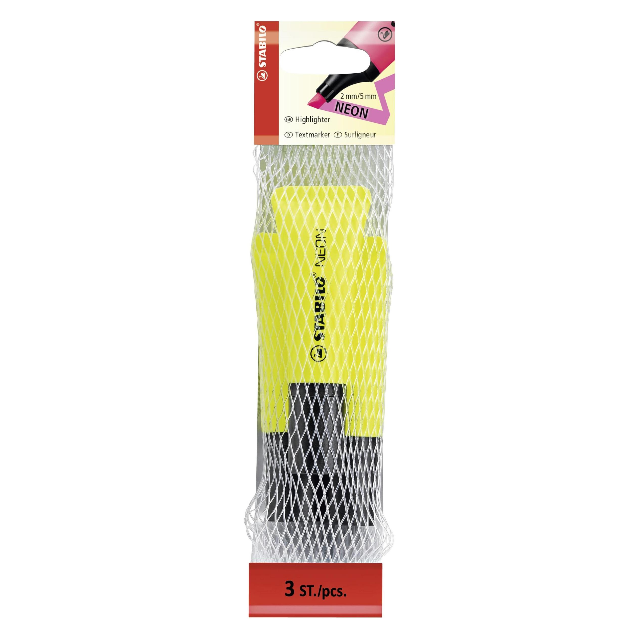 Stabilo Textmarker - NEON - 3er Pack - gelb (3x) (72/3-24)