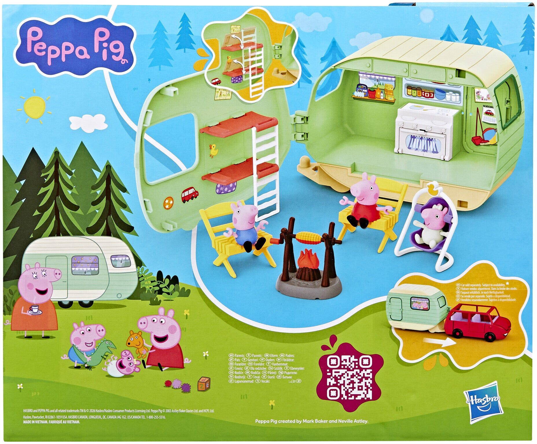 Hasbro Peppa Pig Caravan Playset with 3 Figures and 6 Accessories for Preschoolers