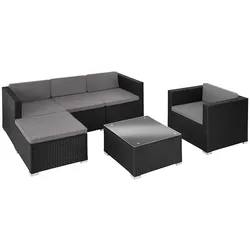 tectake Rattan Lounge Lignano mit Sessel  Schwarz