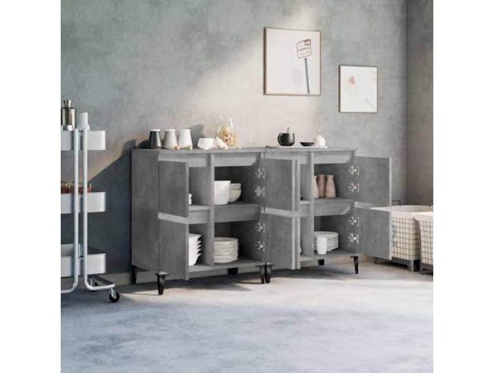 KTHLBRH Sideboards 2 Stück, grau, Beton, 60 x 35 x 70 cm, Holz 4 Fächer, Ausstellungsfläche, Kippschutz, einfache Reinigung, Montage erforderlich