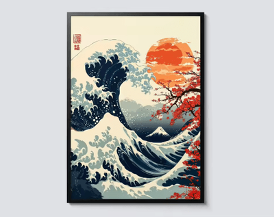 Inspire Picks Hokusai Wave & Mount Fuji Canvas Print Japanese Landscape Wall Decor 6 30x45cm Unframed