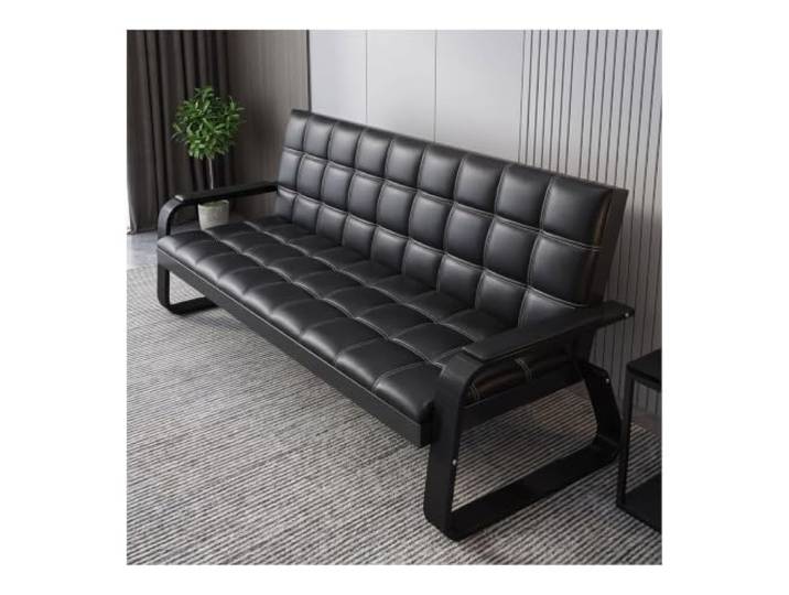 HOFUNTRE Polsterbank mit Rückenlehne, Empfangsbank Robuster Metallrahmen, Gesteppte Optik, Ergonomische Unterstützung, 450 kg Tragfähigkeit(Black,175x72x85cm/69x28x33in)