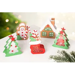 buttinette Bastel-Set Tischlaternen "Weihnachten", 5 Tischlaternen – Vorlagen bereits vorgedruckt