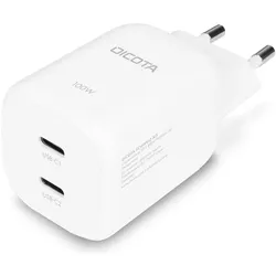 Dicota 2-port GaN Wall Charger (65W) UK (65 W, 2 Ports), USB Ladegerät, Weiss