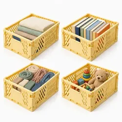 Relaxdays Klappbox 4er Set Gelb