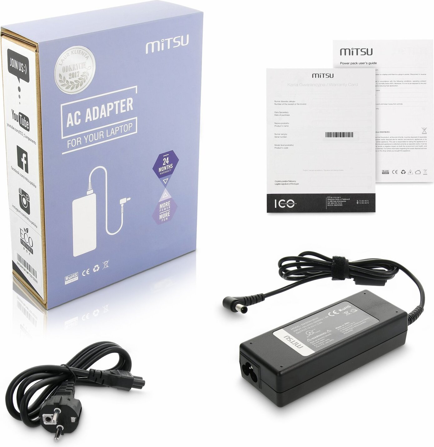Mitsu Lader voor Sony, 19,5 V, 3,9 A, 75 W, 6,5 x 4,4 mm stekker