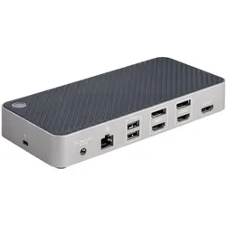 StarTech Triple Monitor Docking Station (USB-C), Dockingstation + USB Hub, Silber, Grau