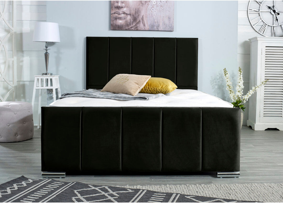 Wayfair Sleep Rossing Upholstered Bed Frame Charcoal European Double (140 x 200cm)
