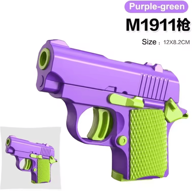 Uplift Curations Mini 3D Gravity Printed Toy Pistol Model Fun Stress Relief Gift For Kids And Adults purple green