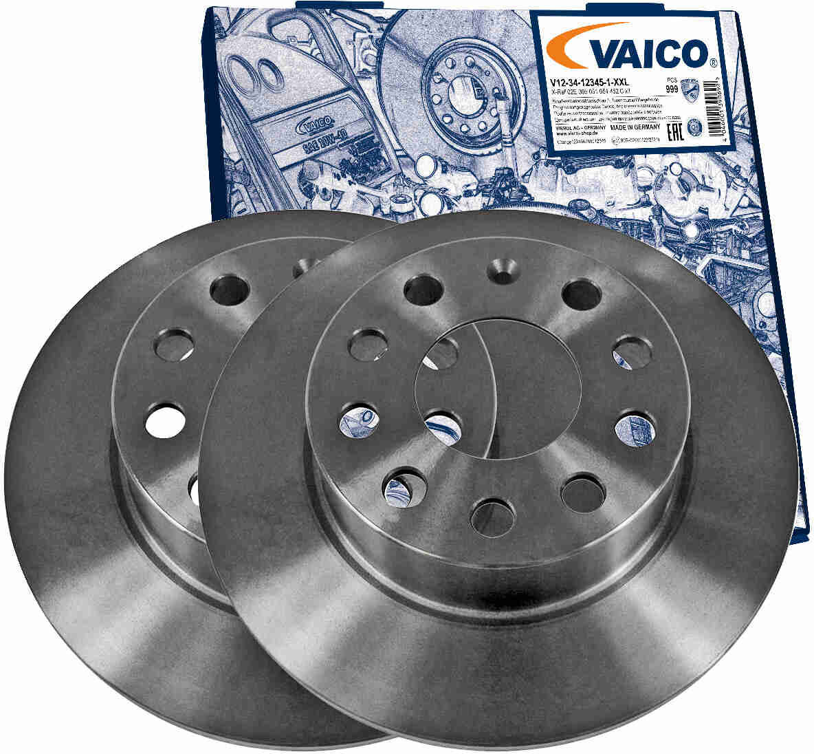 Vaico Bremsscheibe Original Qualität V10-40077 Hinterachse Voll 253mm 10mm Für Vag