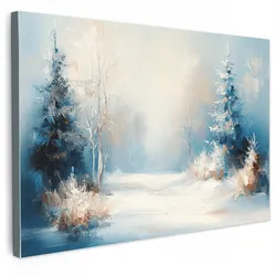 LEINWANDBILD Wald - Winter - Natur - Abstrakt - Schnee Gemälde 60x40 cm