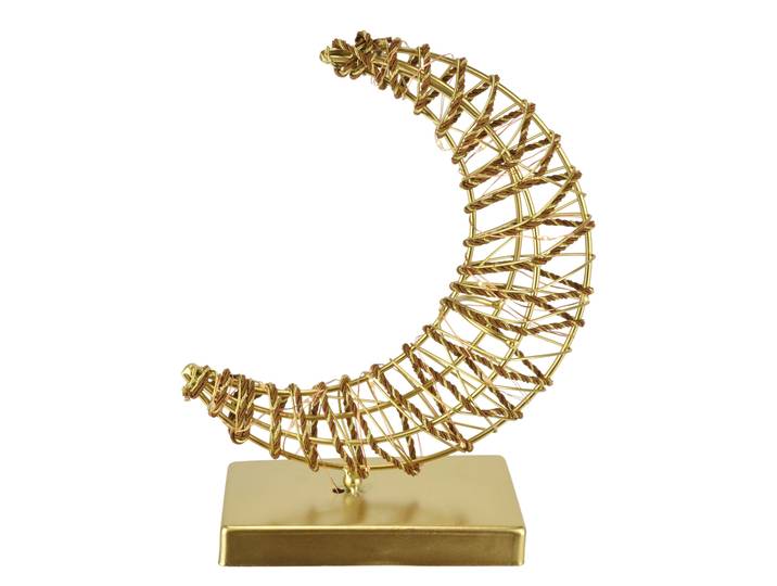 LED-Dekofigur I.GE.A. LED-Dekoobjekt Mond , gold, B:19cm H:25cm, Metall, Dekofiguren, LED-Dekofigur, Dekofigur Metall Gold warmweiss Timer Batteriebetrieb Weihnachtsdeko