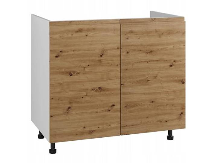 Laclar Küchenschrank Unterschrank 90 cm für Spüle LUGO - Grifflos mit gefrästen Griffen - MDF Fronten - ohne Arbeitsplatte - Selbstmontage - Artisan-Eiche