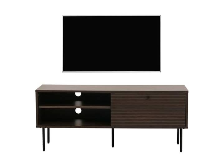 Mendler TV-Rack HWC-N78 50x120x40cm Metall - Dunkelbraun Lowboard, TV-Schrank, skandinavischer Stil, Holz, Melamin