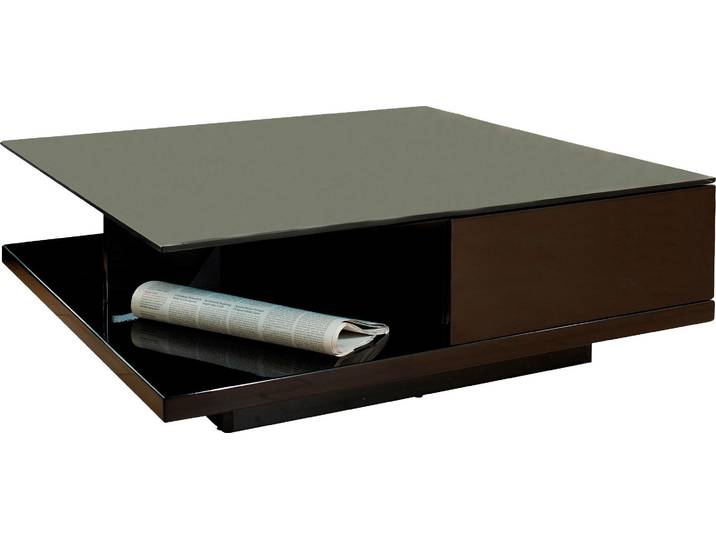 Couchtisch SALESFEVER - stilvoll und praktisch , schwarz, B:100cm H:36cm T:100cm, Tische, Couchtisch, Kristallglas-Tischplatte, gehärtet und elegant