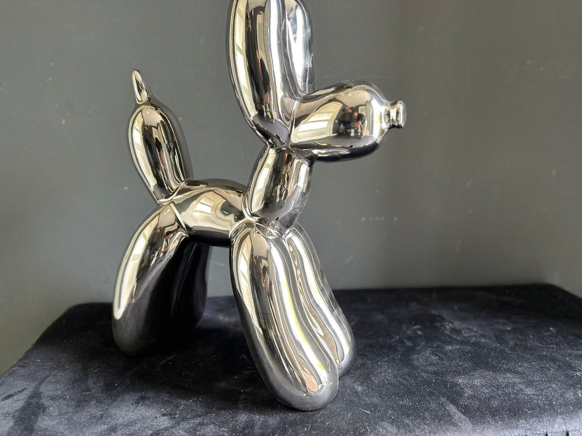 Goodyz Keramiek Ballon hond Zilver Hoogte: 50 cm