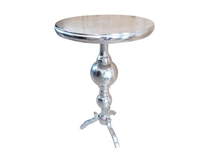 MichaelNoll Couchtisch Modern, Wohnzimmertisch Sofatisch Beistelltisch Tisch aus Metall, Aluminium Rund Silber Luxus 66 cm