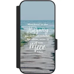 Nivocase Klapphülle für Google Pixel 11 Pro XL Handyhülle aus Kunst Leder NIVOflip schwarz Statement Strand (Google Pixel 11 Pro XL), Smartphone Hülle, Schwarz