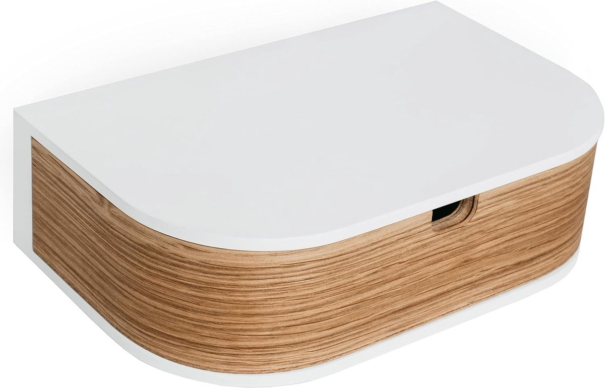 SnelShoppen Floating Rack Wandplank met 2 Lades - Wit/Eiken