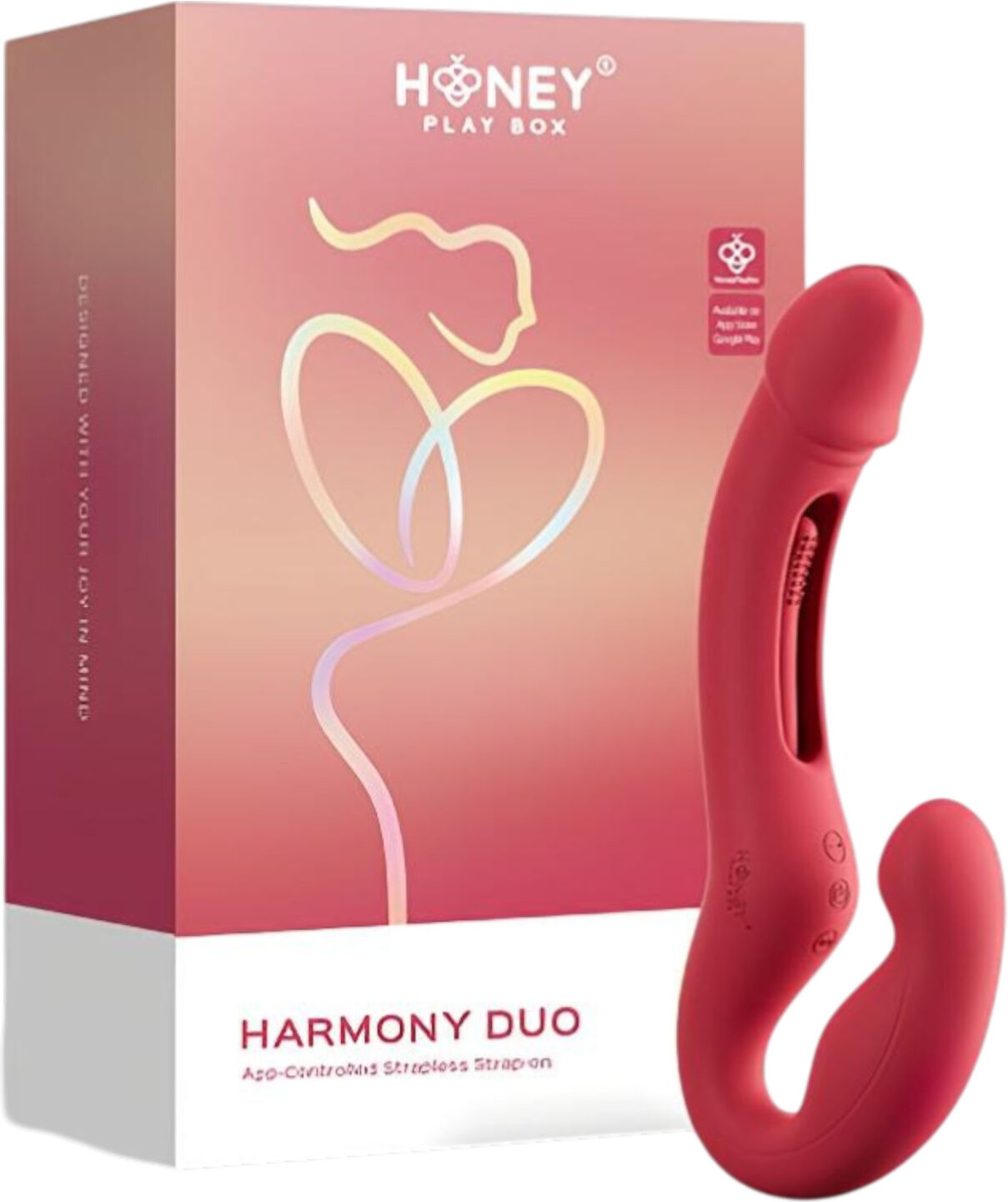 Honey Play Box Harmony Duo - App-controlled strap-on licking vibrator (red)