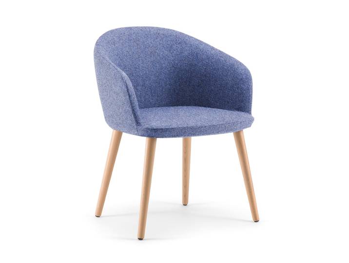 Fauteuil visiteur ADRIA Tissu laine et polyamide Bleu foncé Accoudoirs Dossier Pieds Bois en hêtre
