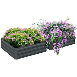 Outsunny Outsunny 2er Set Hochbeet Stahl, Pflanzbeet Frühbeet Gartenbeet Blumenkasten