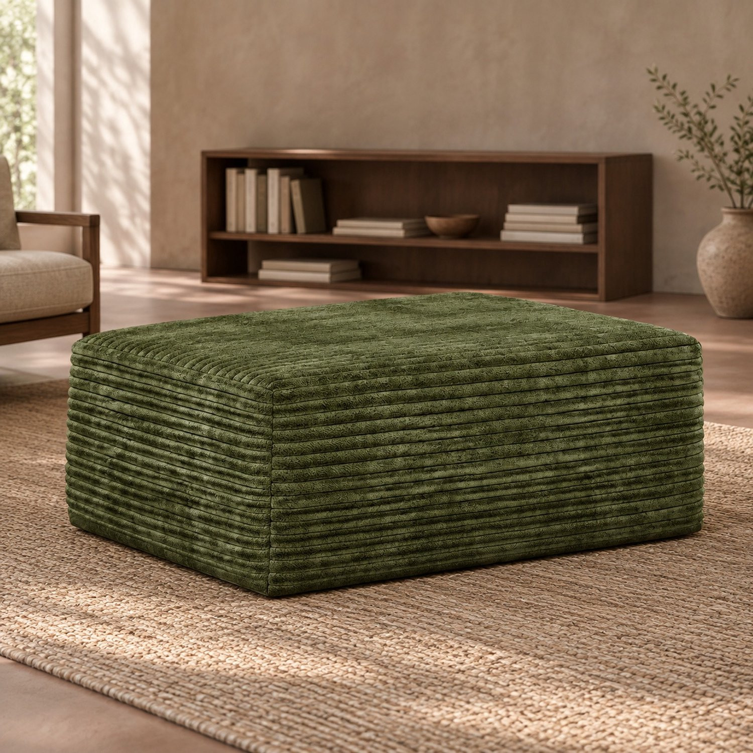 CHICFURN Hocker Corduroy Groen