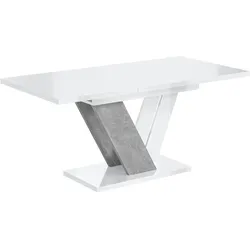 ESSTISCH ausziehbar 120 -160x80x75 cm - White Gloss / Stone - CLASI