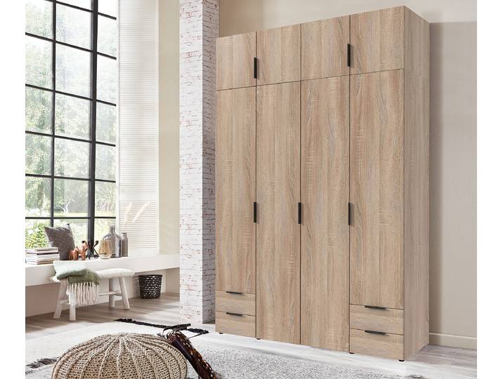 Armoire Modena avec rehausse 160cm Marron/Imitation chêne brut de sciage