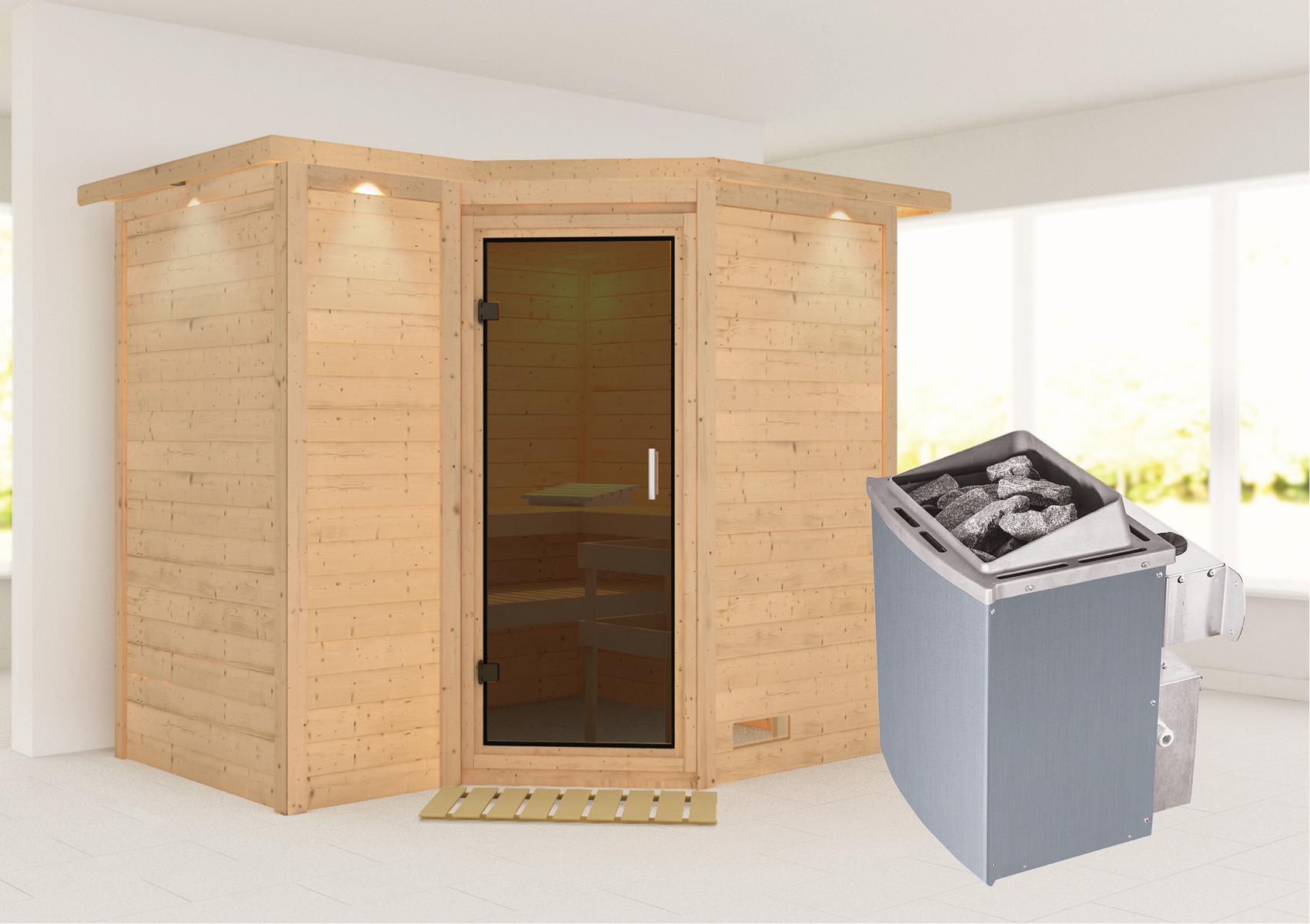 KARIBUHOLZT Sauna Sahib 2 Eck 9kW integr.Strg graphitf. GGT u. D 09231633