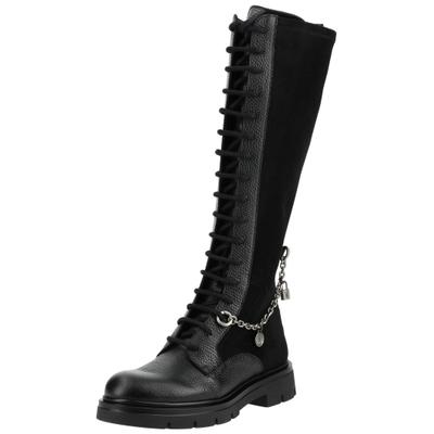 Schnürstiefel HISPANITAS "Hispanitas Stiefel Leder/Textil", Damen, Gr. 40, schwarz, Leder, Textil, Schuhe Schnürstiefel