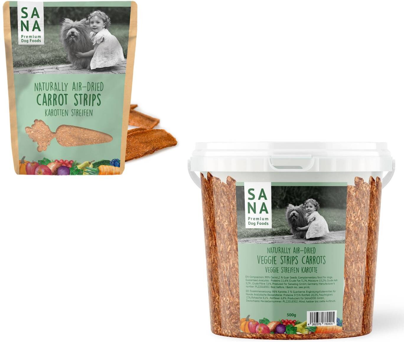 Sanadog Snack Vegetali per Cani Strisce di Carota