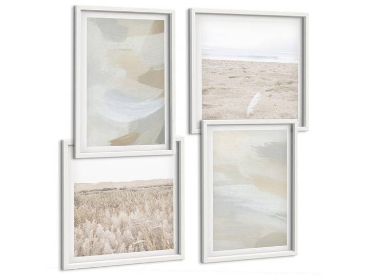 Tulup Bilder SET 4er Set - 50x50 cm & 40x60 cm Weißer Rahmen - Abstrakter Hintergrund mit feinen Strichen, Kunststoff, Rechteckig, 50x50 cm, Fotografie, Bilder & Rahmen, Bilder