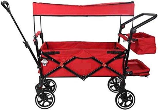 Kinderwagen mit Schubstang - Roter Kinderwagen aus Kunststoff