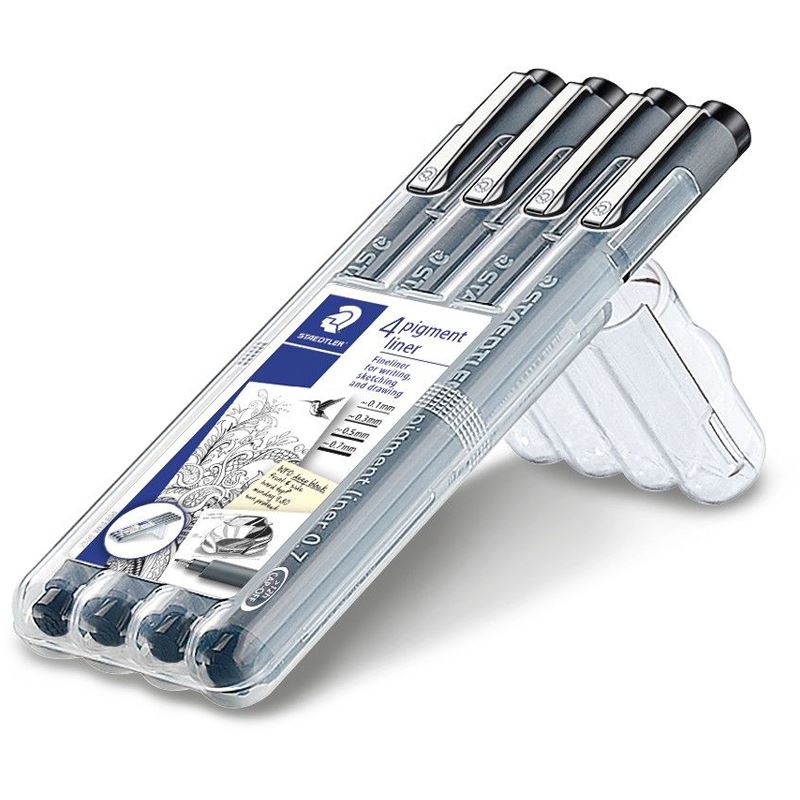 STAEDTLER Pigmentliner, schwarz, 4er Etui