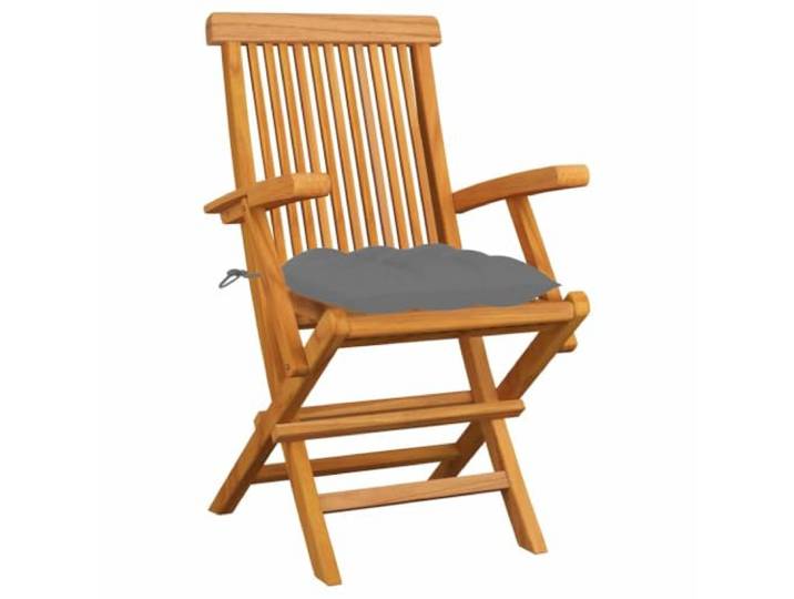 Klappstühle aus Teakholz, 6 Stück, mit grauen Kissen Graue Auflagen 40x40x7 cm, 100% Polyester, Armlehnen, klappbar, Teakholz, geschliffenes Teakholz, Finish auf Wasserbasis