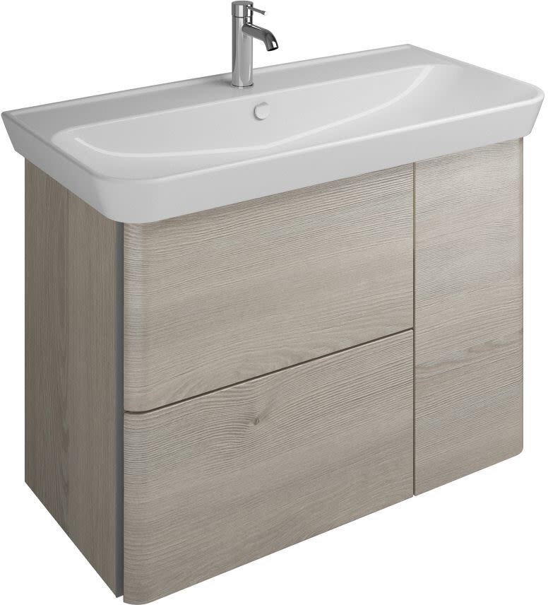 burgbad Iveo Waschtischkombination mit Keramik-Waschtisch 100 cm Version Links