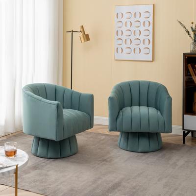 SEYNAR Modern Glam Velvet Upholstered Round Swivel Accent Barrel Chair Set of 2
