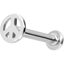 14 Karat Gold Labret mit Push Fit PEACE-ZEICHEN