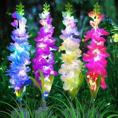 Outdoor Solar Garden Lights Outdoor Solar Powered Swallowgrass Flower Lantern For Garden Decoration, Solar Energy Landscape Lighting Lamp pink