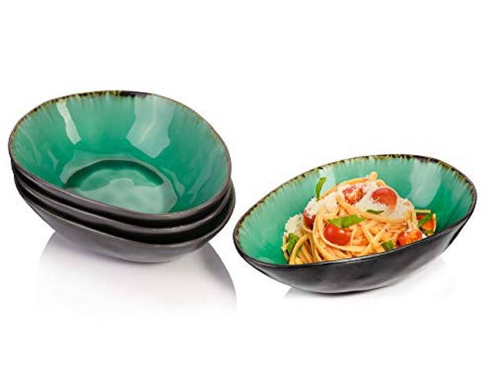 Sänger Pastaschalen Set Palm Beach aus Steingut, 4 teilig, Bowl Schüssel, Einzigartiges Design, erweiterbar 1200 ml