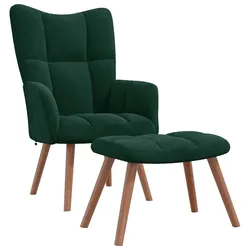 vidaXL Relaxsessel mit Hocker Dunkelgrün Samt