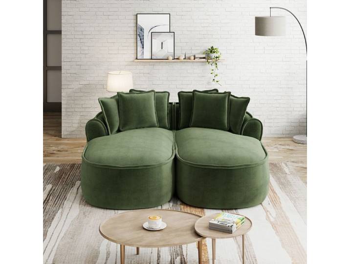 Canapé modulable 122 cm EVRYAE - convertible 2 modules sans montage et coussins inclus - Chenille - Vert